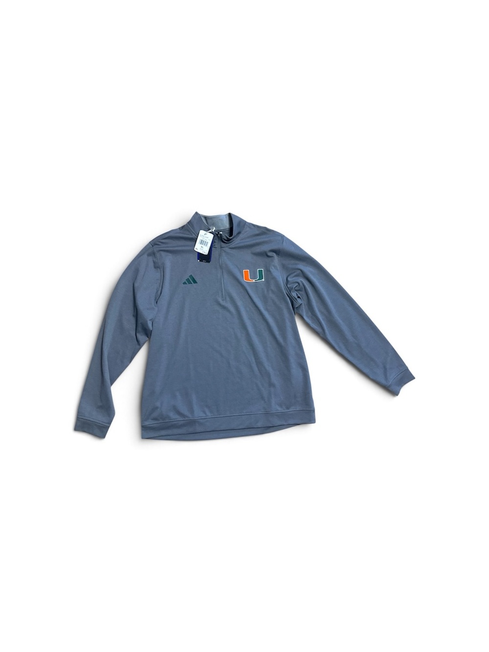 Adidas  Grey Miami Hurricanes 1/4 Zip Pullover